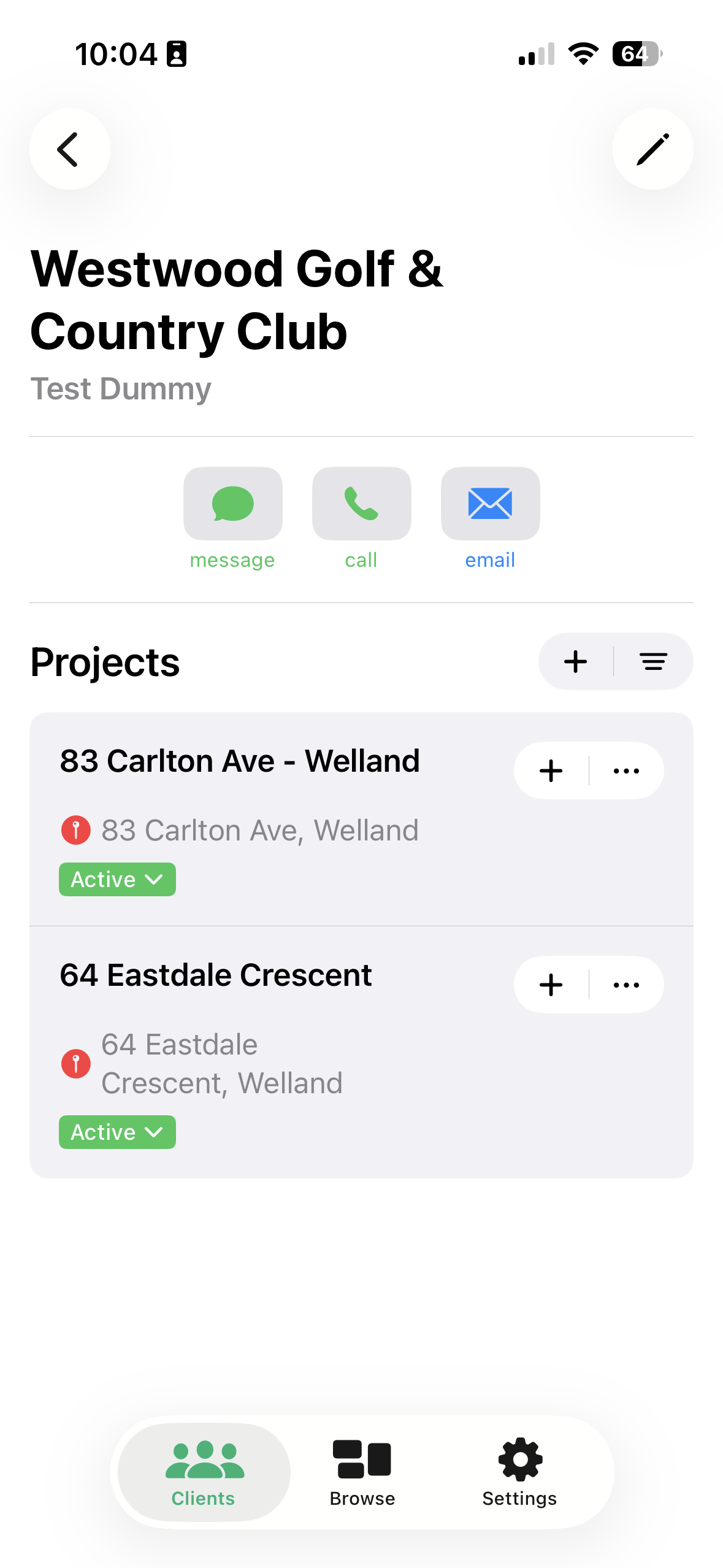 Screenshot of the app's dashboard